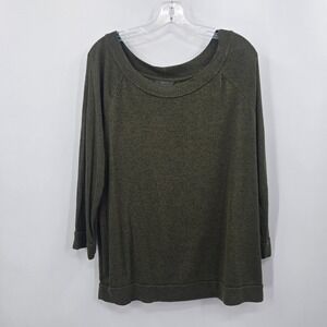 Mix by 41 Hawthorn Womens XXL Olive Green Marl 3/4 Sleeve Scoop Neck Knit Top